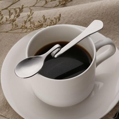 Mixing Spoons Stirring Rod Stainless Steel Spoons Straight Hanging Curved Coffee Spoon Standing Dinnerware Coffee Tools 2pcs/set