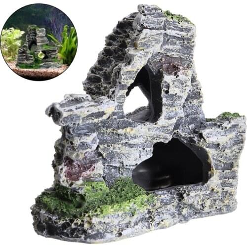 Resin Aquarium Hiding MountainAquarium Rockery Cave Bridge Decorative Landscap Fish Tank Ornament Decoration