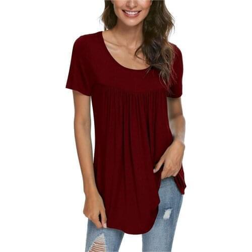 Ruffle Tops For Ladies Plus Size 2021 Summer Fashion Women Casual Solid Short Sleeve Pleated Tunic Tops Loose Shirt Blouse