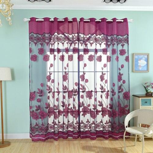 Lychee Floral Printed Window Tulle Curtains Organza Voile Curtain for Living Room Modern Window Curtains