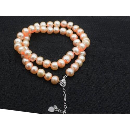 Wow! freshwater pearl pink roundel 9-10mm AA necklace 18" nature FPPJ wholesale beads