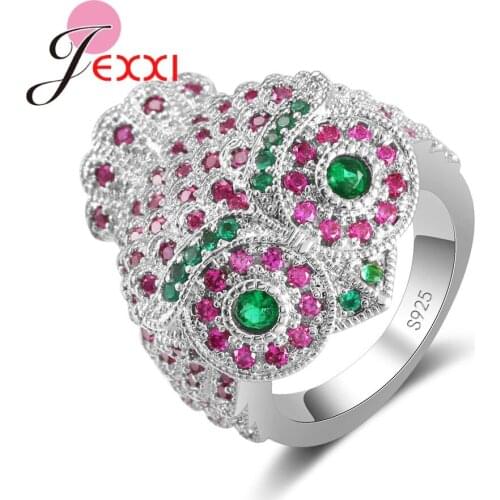 Gorgeous Nighthawk Noble 925 Sterling Silver Finger Rings For Ladies Women Colorful Cubic Zirconia Stone Fast Shipping