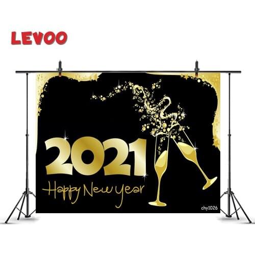 LEVOO Photozone Backdrop New Year 2021 Champagne Gold Black Photography Background For Photo Studio Photophone Photocall Vinyl