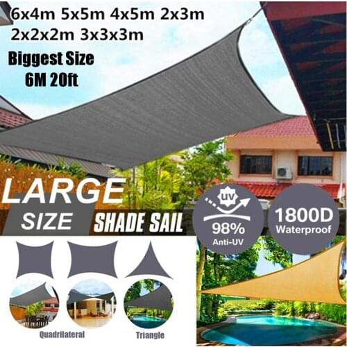 6m 20ft 300GSM Waterproof Awning Sunshade Sun Shade Sail For Outdoor Garden Beach Camping Patio Pool Sun Canopy Tent Sun Shelter