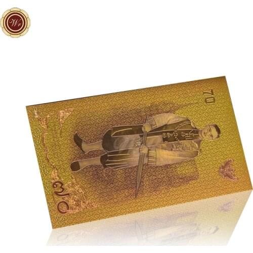 WR Color Banknote Thailand 70 Anniversary Gold Banknote Fake Money for Collection Decoration Souvenir Gifts