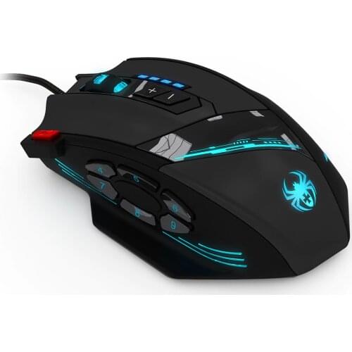 ZELOTES C-12 Computer Game Mice 4 Adjustable DPI 7 LED Lights Wired USB Optical Gaming Mouse 12 Programmable Buttons PC Mouse