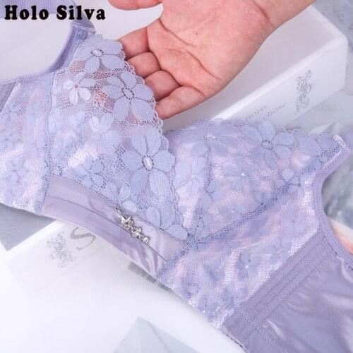 Lace Floral Intimates Rimless Bras For Women 95C Sexy Lingerie Bralette Push Up 36 38 34 Plus Size BCDE Cup Crop Top Bh Wireless