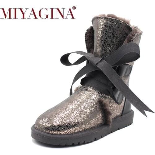 MIYAGINA New Top Quality Fashion Women Snow Boots Genuine Leather Winter Boots Warm Women Boots 8 Colors shoes Size 34-40