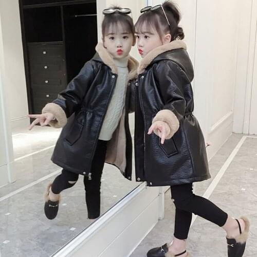 2020 Winter Children Kids Clothing Waterproof Jacket Thicken Warm Girls Clothes Hooded Parka Outwear Leather Coat Snowsuit W761