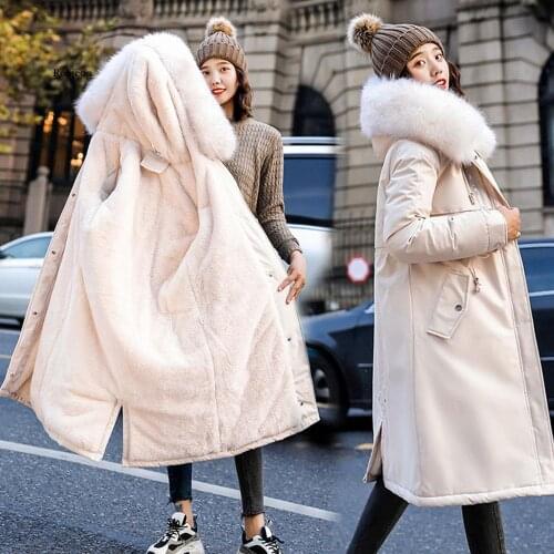 Winter Jacket Parkas Womens Winter Long Coats Hooded Fur Collar Thick Warm Winter Jackets Women