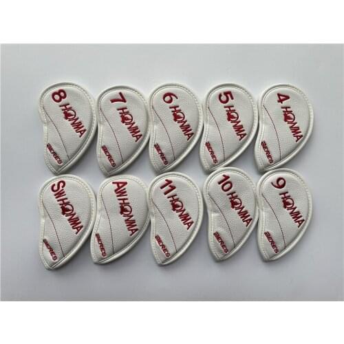 10PCS HONMA BERES Golf Head Cover Golf Irons Head Cover White 4-11AS PU Leather Golf Irons Head Cover Free Shipping