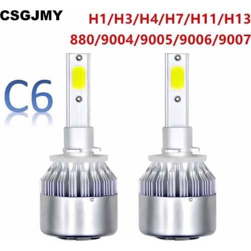 2pcs C6 LED Car Headlights 72W 7200LM COB Auto Headlamp Bulbs H1 H3 H4 H7 H11 H13 880 9004 9005 9006 9007 Car Styling Lights