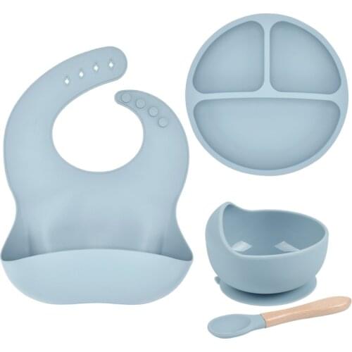 4Pcs/Set Childrens Silicone Tableware Set Baby Feeding Silicone Bowl Baby Dishes BPA Free Silicone Easy To Clean Dinnerware Set