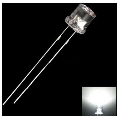 50PCS 5MM 2Pin Flat Top White LED Wide Angle Flat Head Light Lamp