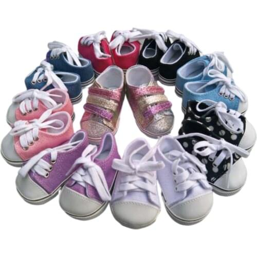 7cm Canvas Doll Shoes Fits 43cm baby Doll18 inch doll sports sneackers shoes