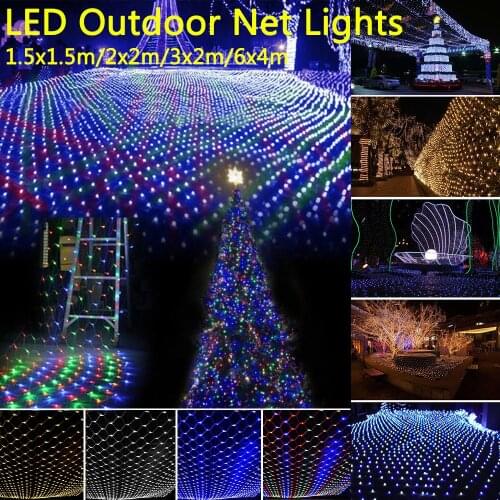 8 Different Modes Multicolour Wedding 220V LED Net Mesh String Light Chirstmas Outdoor Waterproof Holiday Decor Connectable D30