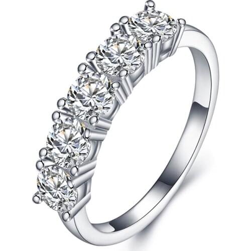 ANZIW 925 Sterling Silver White/Yellow Row Drill Rings Wedding Engagement Bridal Rings For Women Party Lover Rings Jewelry Gifts