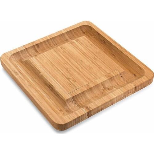Bamboo Cheese Board Cutter Set Slide-out Drawer Serving Platter Tray Cutting Board for Cheese Fruit Vegetable Kitchen Storage