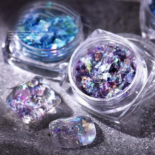 Sparkly Mermaids Fine Nail Glitters Sequins Opal Powder Irregular Glass Paper Holographcis Nail Glitter Shimmer Paillettes Tips