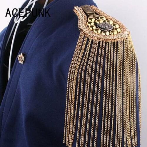 Men Women British Brooch Host Performance Ceremonial Suit Apron Fashion Tassel Fashion Rivets Epaulets Shoulder Epaulette