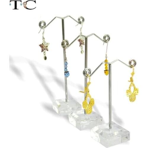 Black Clear Stand Hanger Holder Show Rack Metal Tree Earring Necklace Jewelry Display