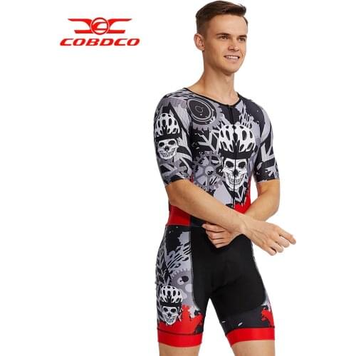 CODBCO Summer Cycling Clothing Mens Cycling Bodyskuit Jerseys One Piece Short Sleeve Cycling Kit High-density sponge Pad
