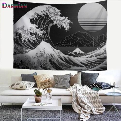DARMIAN Fashion Art Tapestries Japanese The Great Ocean Wave Painting Pattern Wall Hanging Tapestry Home Living Room Decoration