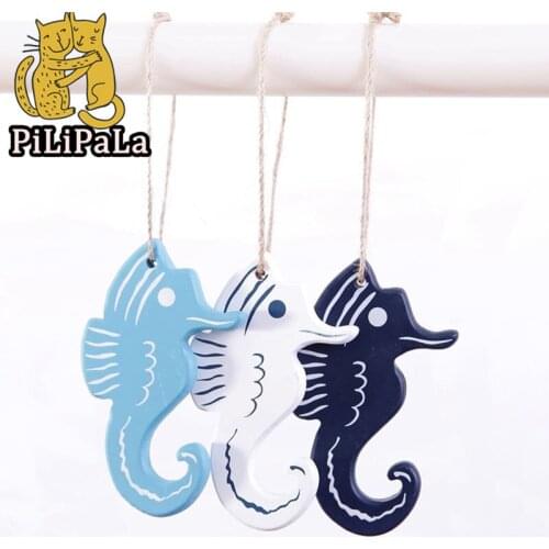 Color Random Mediterranean Style Wooden Fish Star Dolphin Hanging Nautical Decor Boat Ship Beach Wall Ornament Wood Craft 3PCS/L