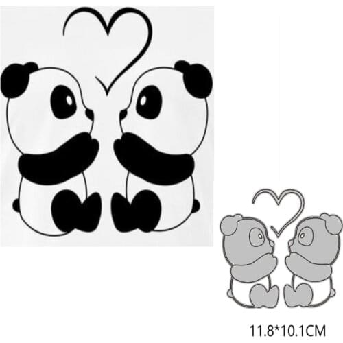 Two Pandas Metal Cutting Dies New 2021 DIY crapbooking Paper Making Craft die Frame Die Embossing Cutting Dies