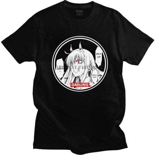 Personality Zero Two T Shirt Men Short Sleeved 100% Cotton T-shirt Leisure Anime Manga Darling in The Franxx Tee Fashion Tshirt