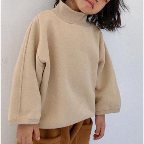 Ins Korean 2020 Children Wear Clothes Winter And Autumn High Collar Sweatshirts For Boys And Girls Warm Cotton Fleece Tops 0-6y