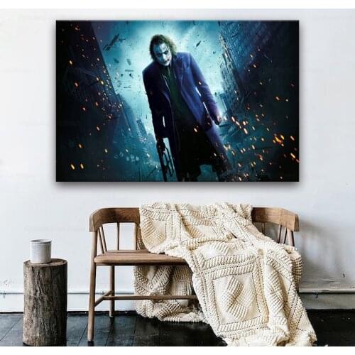 Movie The Dark Knight joker Artwork Posters and Prints Silk Painting Canvas Wall Art Modern Living Room Decorations