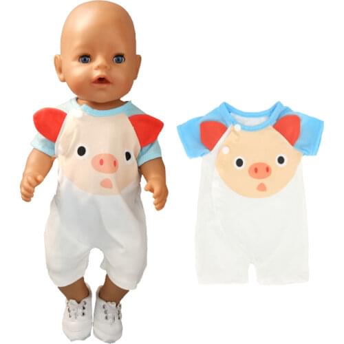 43 cm baby doll clothes jumpsuit for 17-inch baby doll rompers pig pattern kids girl Christmas gift