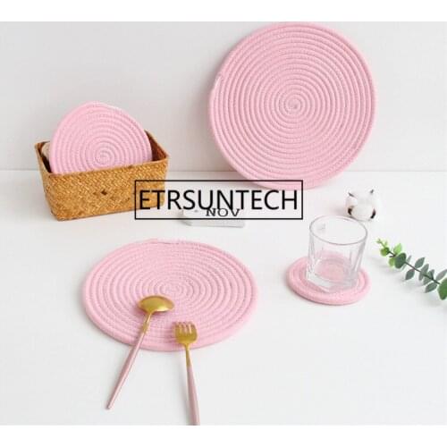 100pcs Round Cotton Line Placemat For Dining Table Tableware Pad Table Mat Non Slip Table Mat Home Decoration Pad
