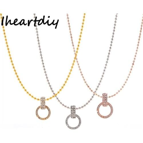 Hot Selling CZ Crystal Spring Clasp Dangle with 80cm Ball Chain for Coin Locket Frame Pendant