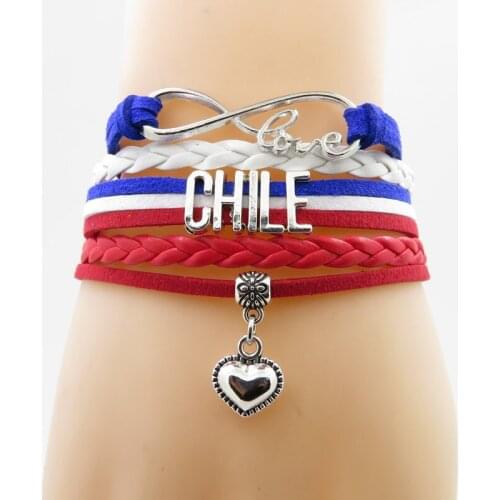 Infinity chile Bracelet heart Charm chile country bracelets fashion chile man and woman rope bracelet chile jewelry