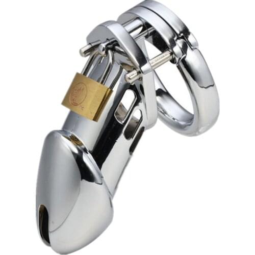Male chastity device metal penis lock, Cock Cage, chastity lock men sex games penis ring sex toy 3 size