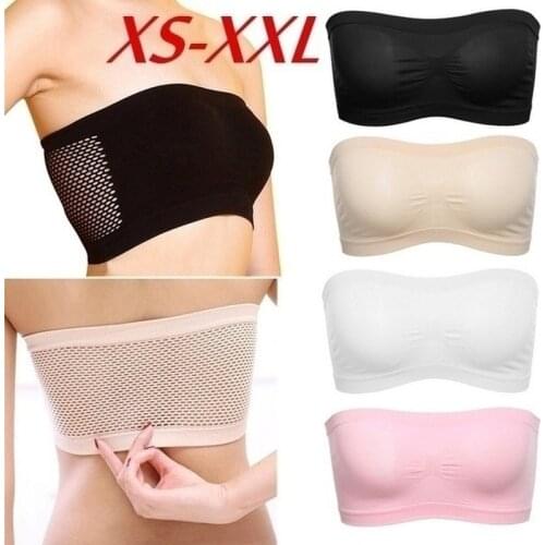 Soft Anti Expose High Elastic Mesh Wrapped Women Fashion Seamless Strapless Invisible Strapless Chest Wraps Tube Tops Plus Size