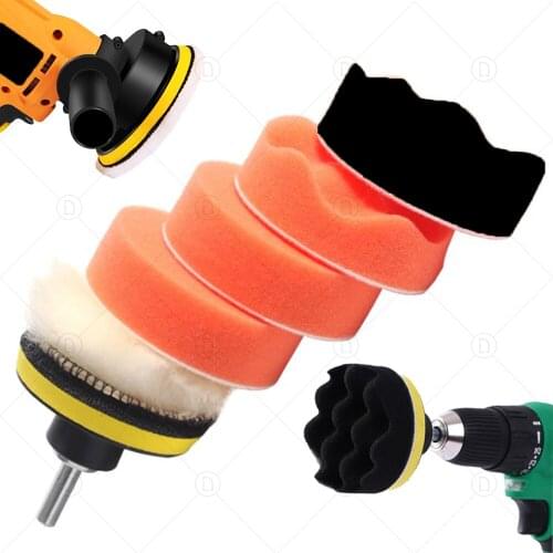 7 Pieces Car Polishing Pad Kit 3 Inch Sponge Buffing Waffle Foam Polish Wool Pads Polisher Attachment For Drill Abrasive Disc