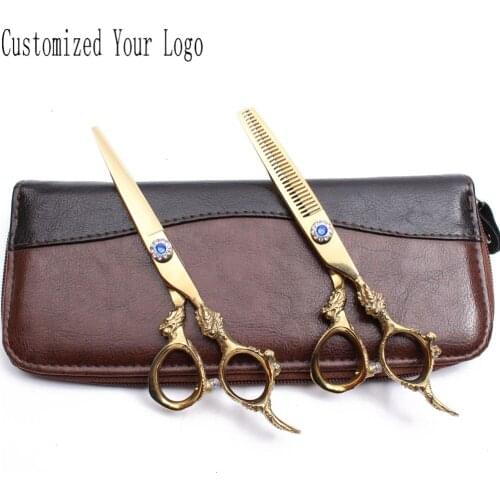 1Set 5.5" 6" Customize Brand JP 440C Dogs Grooming Scissors Straight Scissors Thinninng Shears Animal Scissors Pets Shears C9004
