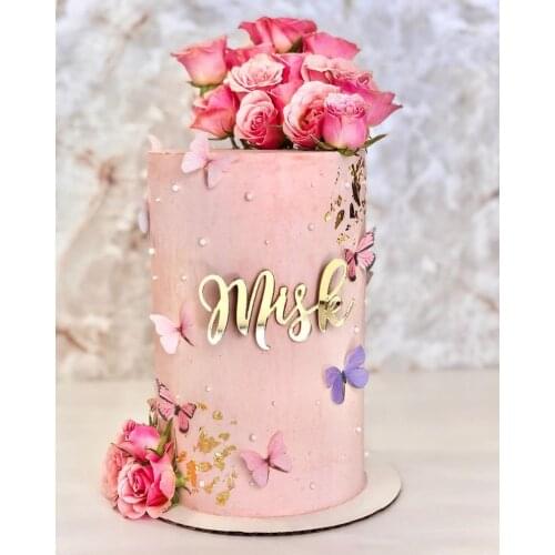 Single Name Acrylic Cake Charm / Any One Word / Personalizable / Many Fonts / Birthday Wedding Baby Shower Celebration Decor