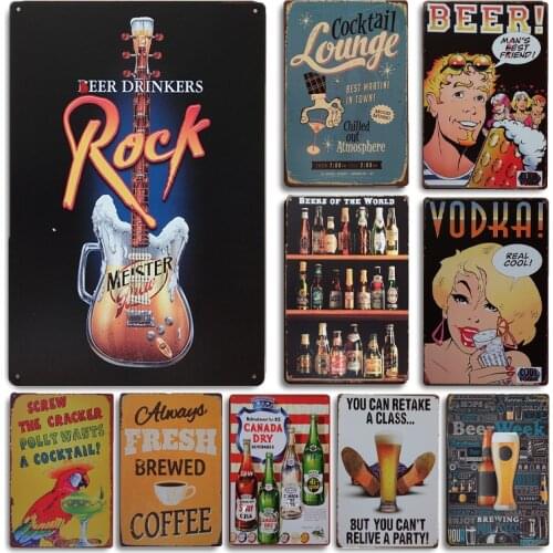 Personalized Beer Poster Metal Painting Sign Vintage Vodka Tin Sign Coffee Bar Kitchen Wall Decor Cocktail Paintings Wall Plate