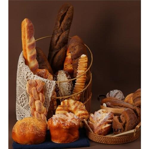 Fake food props Bagel Ficelle Croissant baguette Batard Parisien Cottage Danish Brezle brash twist rye toast simulation Bread