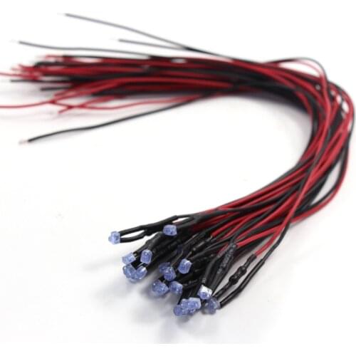 L1218D 20pcs Pre Wired 1.8mm Diffused Led Lamp Light Set 12V ~ 18V NEW Four Colors for Choice 20cm Wire