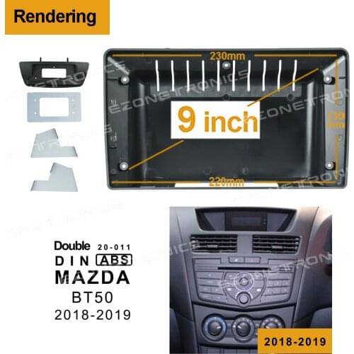 2Din Car DVD Frame Audio Fitting Adaptor Dash Trim Kits Facia Panel 9 inch For Mazda BT50 2018-2019 Double Din Radio Player