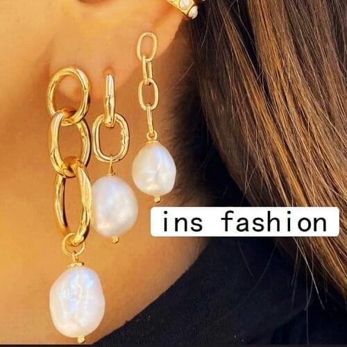 2020 New Trend Simulation Pearl Long chain Earrings Female White Round Pearl Wedding Pendant Earrings Fashion Jewelry Earrings