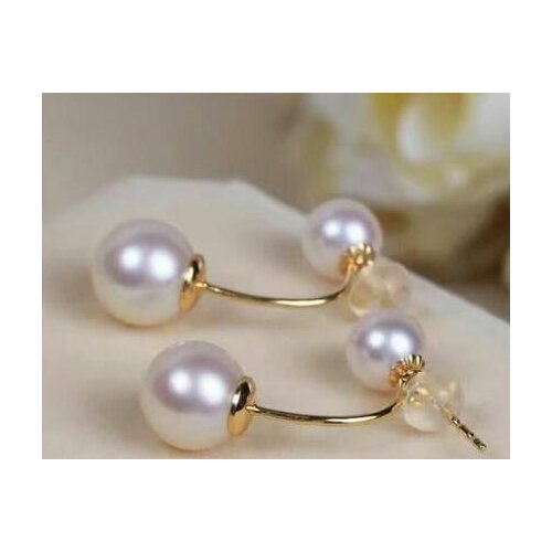 Free shipping luxury Noble jewelry charming 7-11mm round south sea white pearl earring