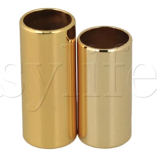 2 Size Stainless Steel Gold plate Guitar String Finger Slides Slide Cylinder