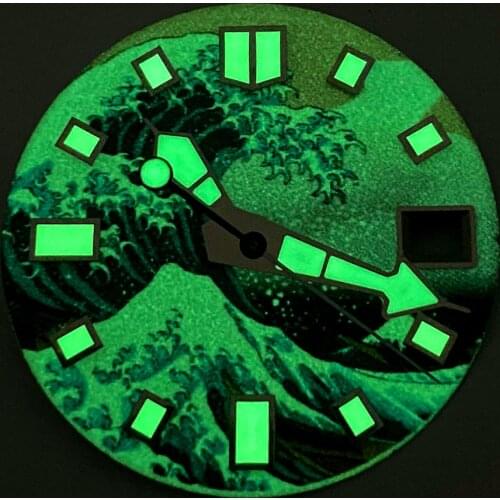 Super Green Luminous Wave 28.5mm Automatic Watch Dial Needles for NH35A Movement