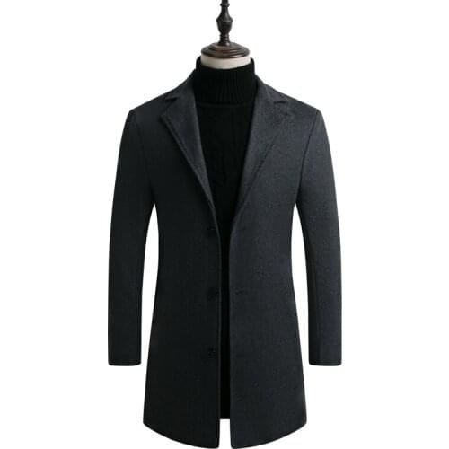High Quality New Mens Trench Coat Jacket Men Leisure Long Sections Woolen Coats Mens Pure Color Casual Fashion Mens windbreaker